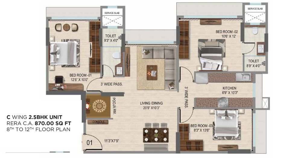 VKG-Park-Estate-Floor-Plan-2.5-BHK-870-Sqft
