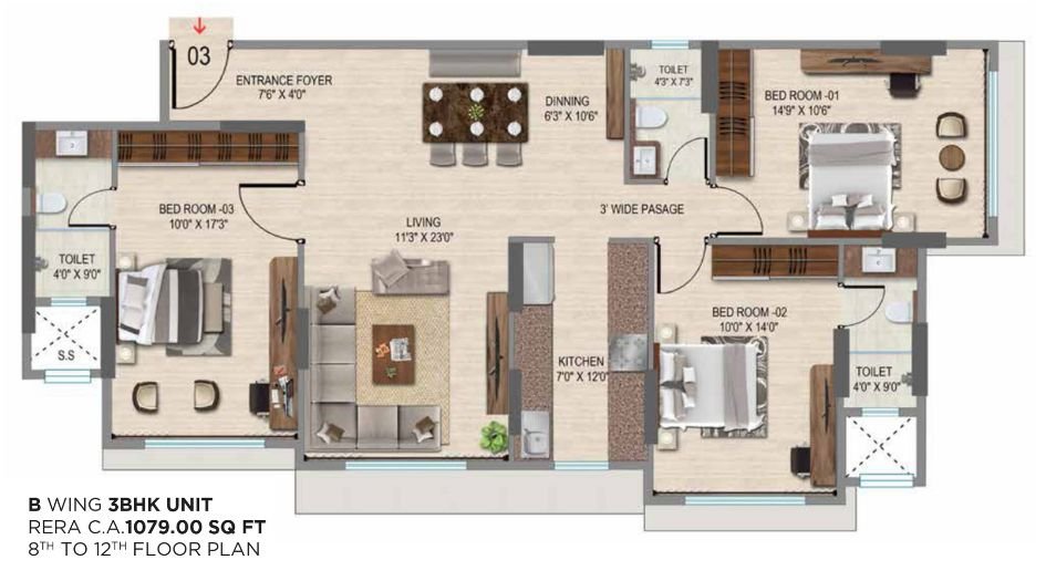 VKG-Park-Estate-Floor-Plan-3-BHK-1079-Sqft